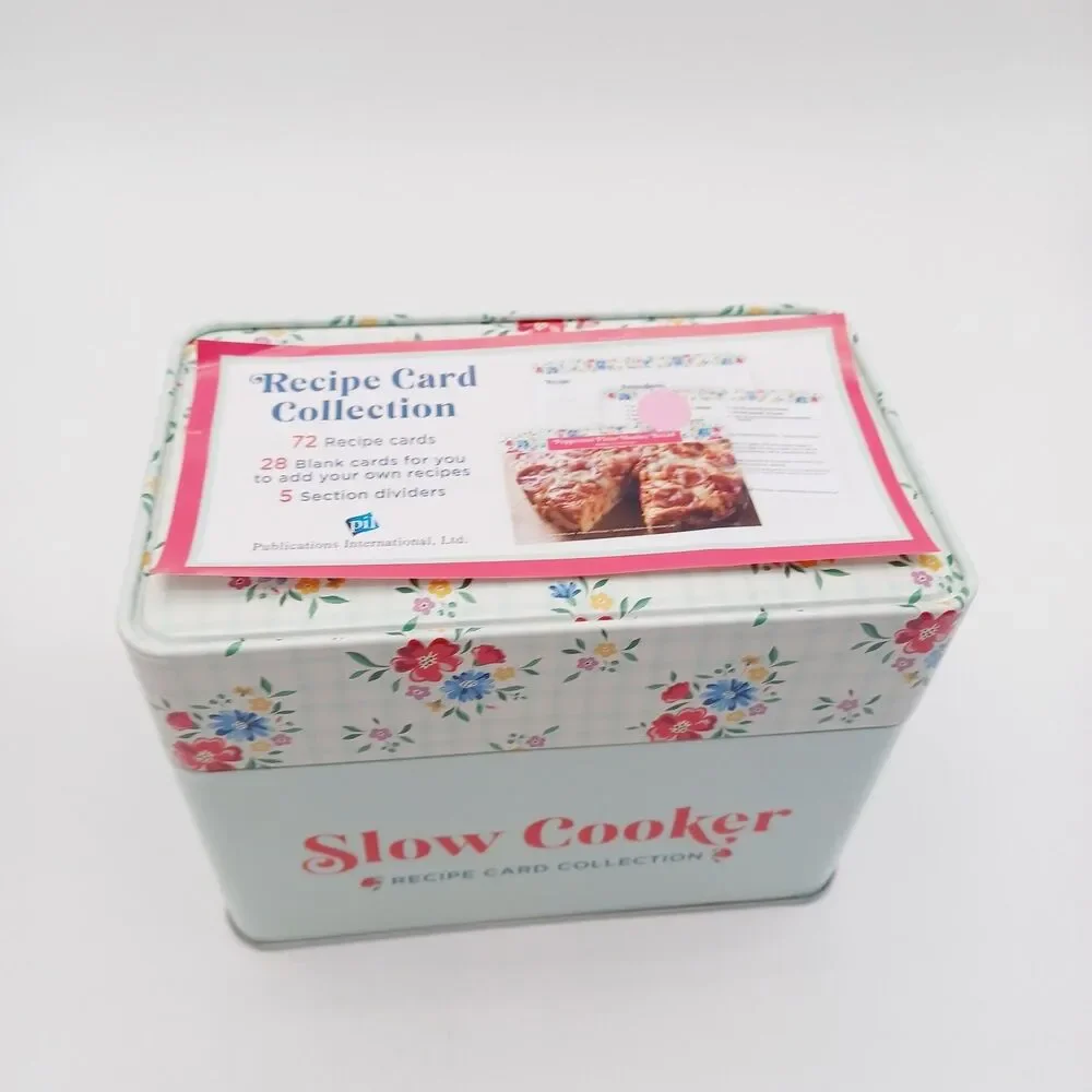 Slow Cooker Recipe Card Collection Tin Floral Pattern NEW